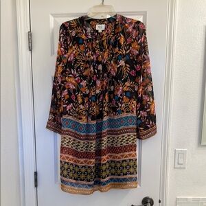ECI Multicolor Floral Long Sleeve Dress